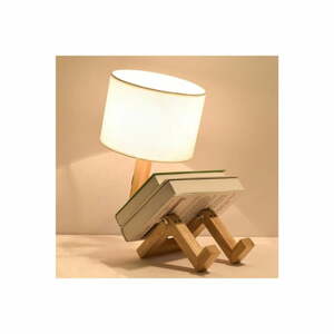 Krémszínű-natúr színű tömörfa asztali lámpa (magasság 46 cm) WoodenMan – Squid Lighting