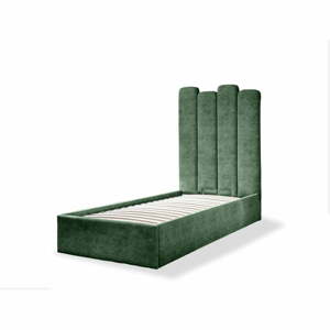 Zöld kárpitozott egyszemélyes ágy tárolóhellyel ágyráccsal 90x200 cm Dreamy Aurora – Miuform