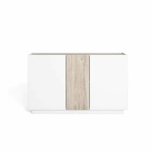 Fehér-natúr színű szekrény tölgyfa dekorral 130x78 cm Udine – Marckeric