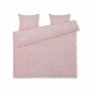 Világoskék-rózsaszín pamut szatén ágyneműtartós lepedő franciaágyhoz 200x220 cm Pleasantly - JUNA
