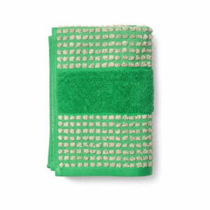Zöld és bézs színű organikus pamut törölköző 50x100 cm Check - JUNA