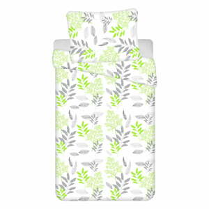 Fehér-zöld 4 darab pamut ágynemű egyszemélyes ágyhoz 140x200 cm-es ágyhoz Listera - Jerry Fabrics