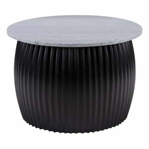 Fekete kerek dohányzóasztal márvány dekoros asztallappal ø 52 cm  Luscious  – Leitmotiv