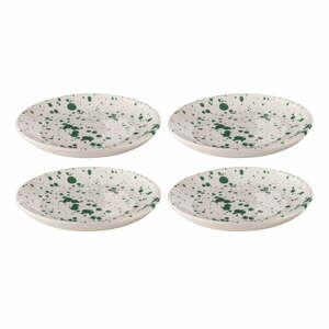 Fehér-zöld agyagkerámia desszertes  tányér készlet 4 db-os ø 18 cm Carnival – Ladelle