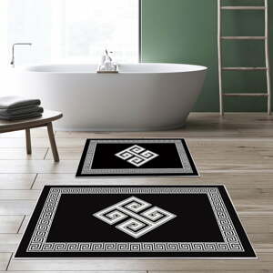 Fekete-fehér fürdőszobai szőnyegek 2 darabos szettben - Foutastic