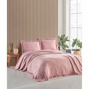 Rózsaszín ágytakaró és párnahuzat készlet franciaágyhoz 220x240 cm Ilda - Mijolnir