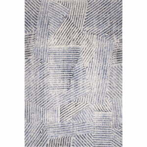 Világoskék gyapjú szőnyeg 133x180 cm Strokes – Agnella