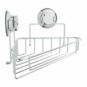 Ezüstszínű sarok öntapadós fém fürdőszobai polc Bestlock Bath – Compactor