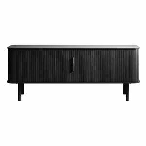 Fekete TV-állvány tölgyfa dekorral 56x160 cm Cavo – Unique Furniture