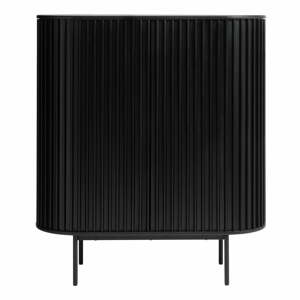 Fekete szekrény tölgyfa dekorral 125x110 cm Siena – Unique Furniture