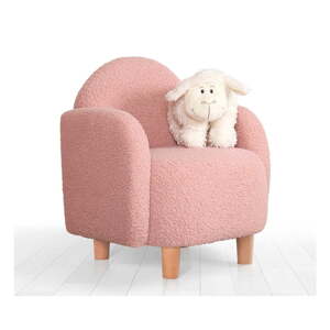 Rózsaszín buklé gyerek fotel Moylo – Balcab Home