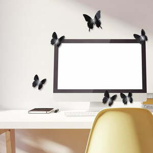 Ambiance Wall Butterflies 12 db-os fekete 3D hatású falmatrica szett - Ambiance