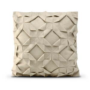 Felt Origami bézs gyapjú párnahuzat, 50 x 50 cm - HF Living