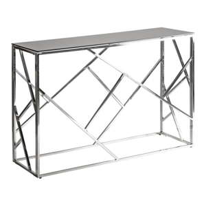 Ezüstszínű konzolasztal üveg asztallappal 40x120 cm Manhattan – Burkina
