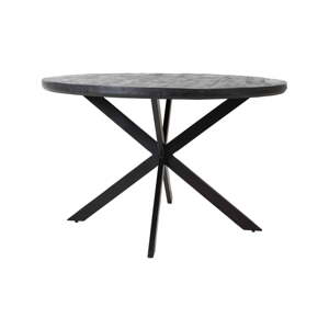 Fekete kerek étkezőasztal akácfa asztallappal ø 120 cm Yellov – Light & Living