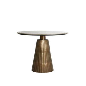 Bronzszínű-natúr színű kerek étkezőasztal márvány dekoros asztallappal ø 100 cm Rianne – Light & Living