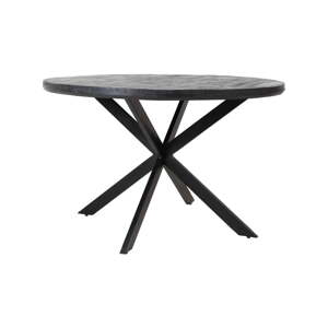 Fekete kerek étkezőasztal akácfa asztallappal ø 140 cm Yellov – Light & Living