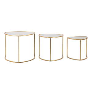 Aranyszínű kerek dohányzóasztal szett 3 db-os üveg asztallappal ø 60 cm Triangle – Mauro Ferretti