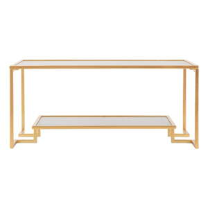 Aranyszínű dohányzóasztal üveg asztallappal 50x90 cm Level – Mauro Ferretti