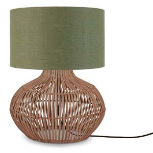 Zöld-natúr színű asztali lámpa textil búrával (magasság 48 cm) Kalahari – Good&Mojo