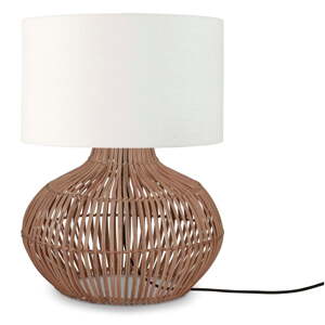 Fehér-natúr színű asztali lámpa textil búrával (magasság 48 cm) Kalahari – Good&Mojo