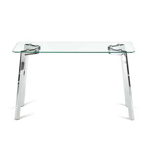 Ezüstszínű konzolasztal üveg asztallappal 40x125 cm Kirk – Tomasucci