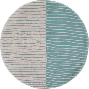 Krémszínű-türkiz mosható kerek szőnyeg ø 120 cm Yuvarlak – Vitaus