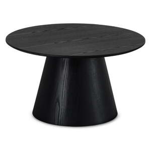 Fekete dohányzóasztal tölgyfa dekorral ø 80 cm Tango – Furnhouse
