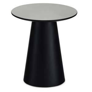 Fekete-világosszürke dohányzóasztal márvány dekoros asztallappal ø 45 cm Tango – Furnhouse