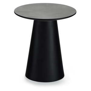 Fekete-sötétszürke dohányzóasztal márvány dekoros asztallappal ø 45 cm Tango – Furnhouse