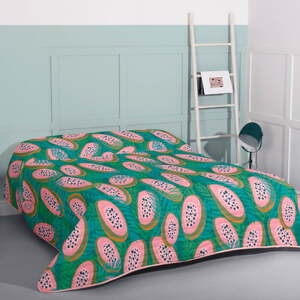 Zöld-rózsaszín steppelt ágytakaró 270x260 cm Papaya – Aware