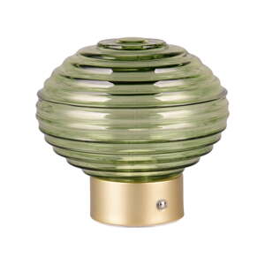 Zöld-aranyszínű LED szabályozható asztali lámpa üveg búrával (magasság 14,5 cm) Earl – Trio