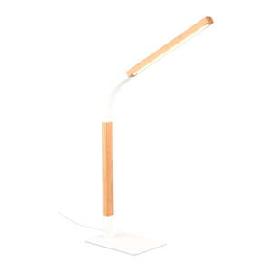 Fehér-natúr színű LED szabályozható asztali lámpa fa búrával (magasság 73,5 cm) Norris – Trio