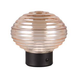 Fekete-bézs LED szabályozható asztali lámpa üveg búrával (magasság 14,5 cm) Earl – Trio