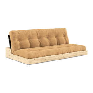Mustársárga-világosbarna kordbársony kinyitható kanapé 196 cm Base – Karup Design