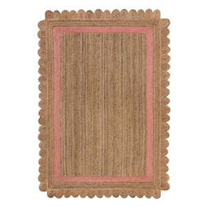 Rózsaszín-natúr színű kézi szövésű juta szőnyeg 160x230 cm Grace – Flair Rugs