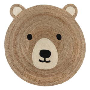 Natúr színű juta gyerek szőnyeg 100x100 cm Bertie Bear – Flair Rugs
