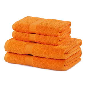 Narancssárga frottír pamut törölköző és fürdőlepedő készlet 4 db-os Marina – DecoKing