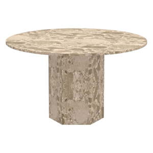 Világosbarna márvány kerek étkezőasztal ø 130 cm Naxos – Actona