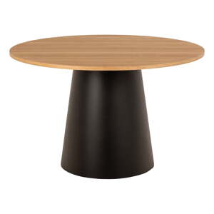 Fekete-natúr színű kerek étkezőasztal tölgyfa dekoros asztallappal ø 120 cm Soli – Actona
