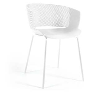 Fehér fém-műanyag kerti szék Yeray – Kave Home
