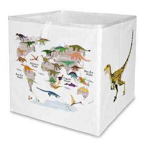 Fehér textil játéktároló doboz  32x32x32 cm Dino World Map – Butter Kings