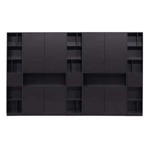 Fekete borovi fenyő moduláris könyvespolc 340x210 cm Finca – WOOOD