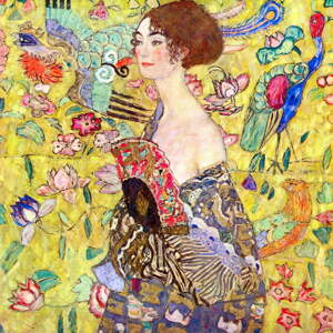 Lady With Fan másolat, 40 x 40 cm - Gustav Klimt