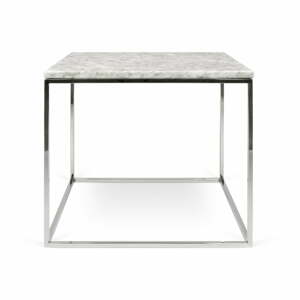 Gleam fehér márvány dohányzóasztal krómozott lábakkal, 50 x 50 cm - TemaHome