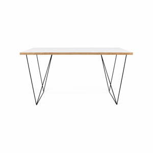 Flow fehér íróasztal fekete lábakkal, 140 x 75 cm - TemaHome