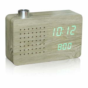 Radio Click Clock világosbarna ébresztőóra zöld LED kijelzővel és rádióval - Gingko