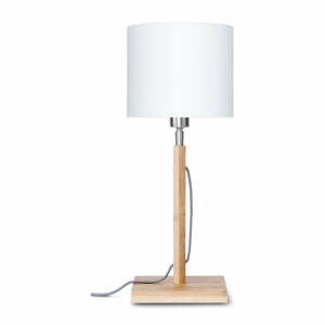 Fuji asztali lámpa fehér búrával és bambusz lámpatesttel - Good&Mojo