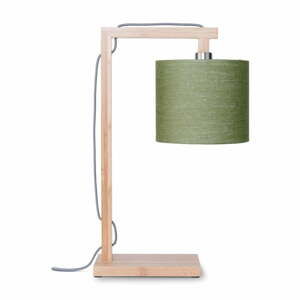 Himalaya asztali lámpa zöld búrával és bambusz lámpatesttel - Good&Mojo